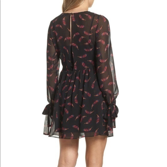 NWT Sam Edelman Feather Black Babydoll Dress New - Picture 3 of 6